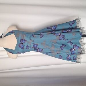 OTEN butterfly dress with pin-up girl style halter top and tulle accent at hem